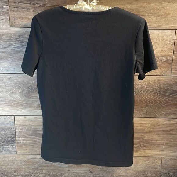 CORAL BAY Embroidered Floral Design Ladies Top Blouse Size Petite Small Black - Picture 5 of 5